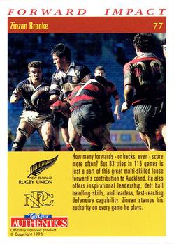 1995 Card Crazy Authentics Rugby Union NPC Superstars #77 Zinzan Brooke Back